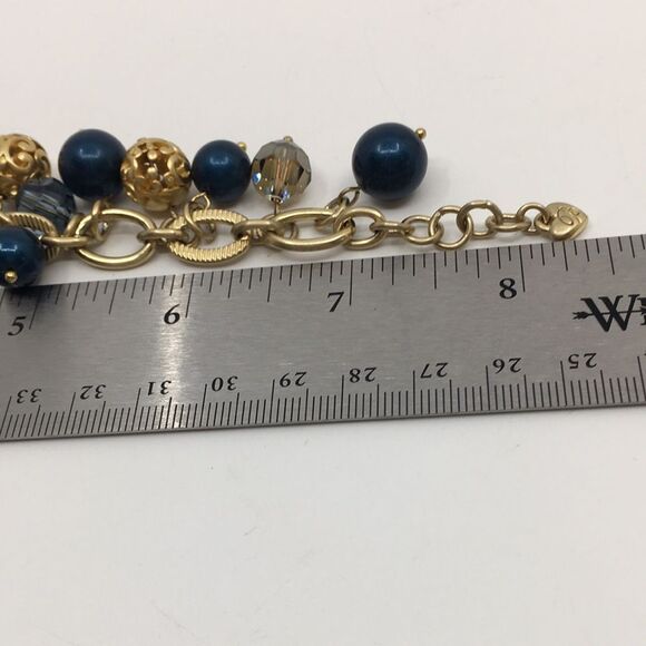 Brighton Bracelet Contempo Chic Gold & Navy Blue Faux Pearls Crystals - Picture 12 of 16